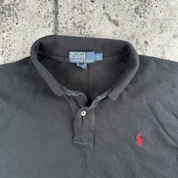 Polo Ralph Lauren Polo Shirt Mens Large Black Long Sleeve Red Pony Logo rugby - Picture 2 of 5